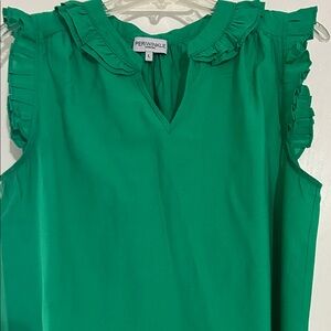 Green Ruffle Sleeve Blouse